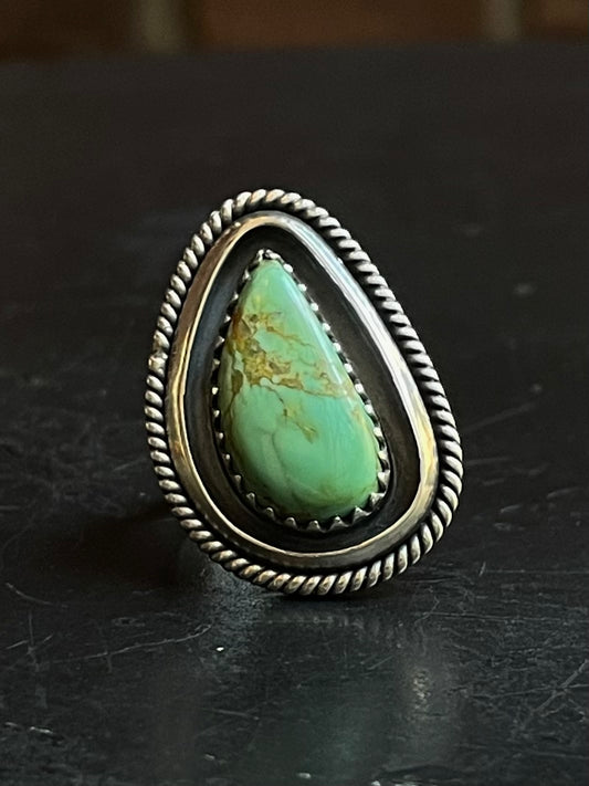 Turquoise Shadowbox Ring Size 8 | Sterling Silver E857