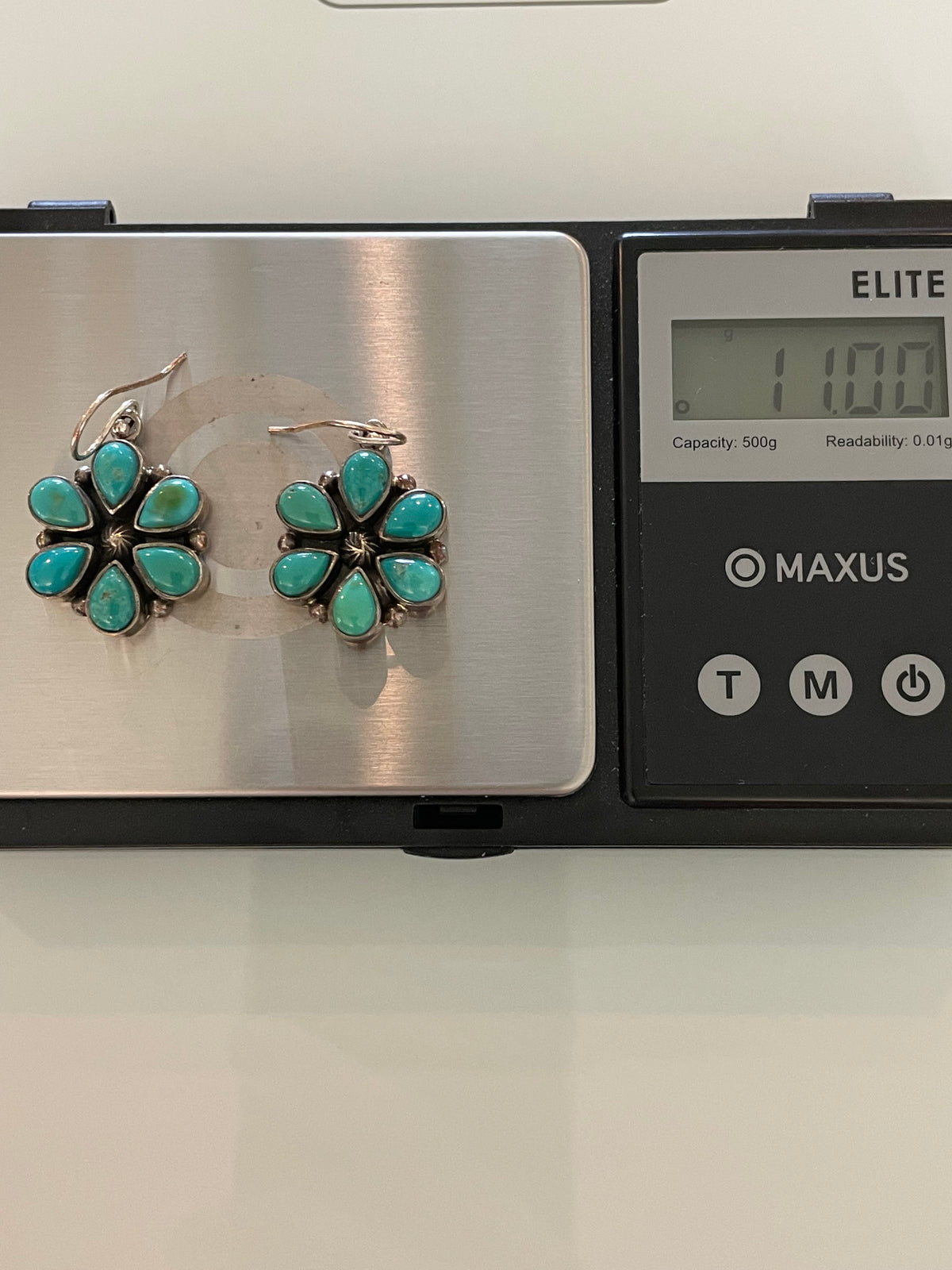 Turquoise Cluster Flower Dangle Earrings | 925 Sterling Silver G706