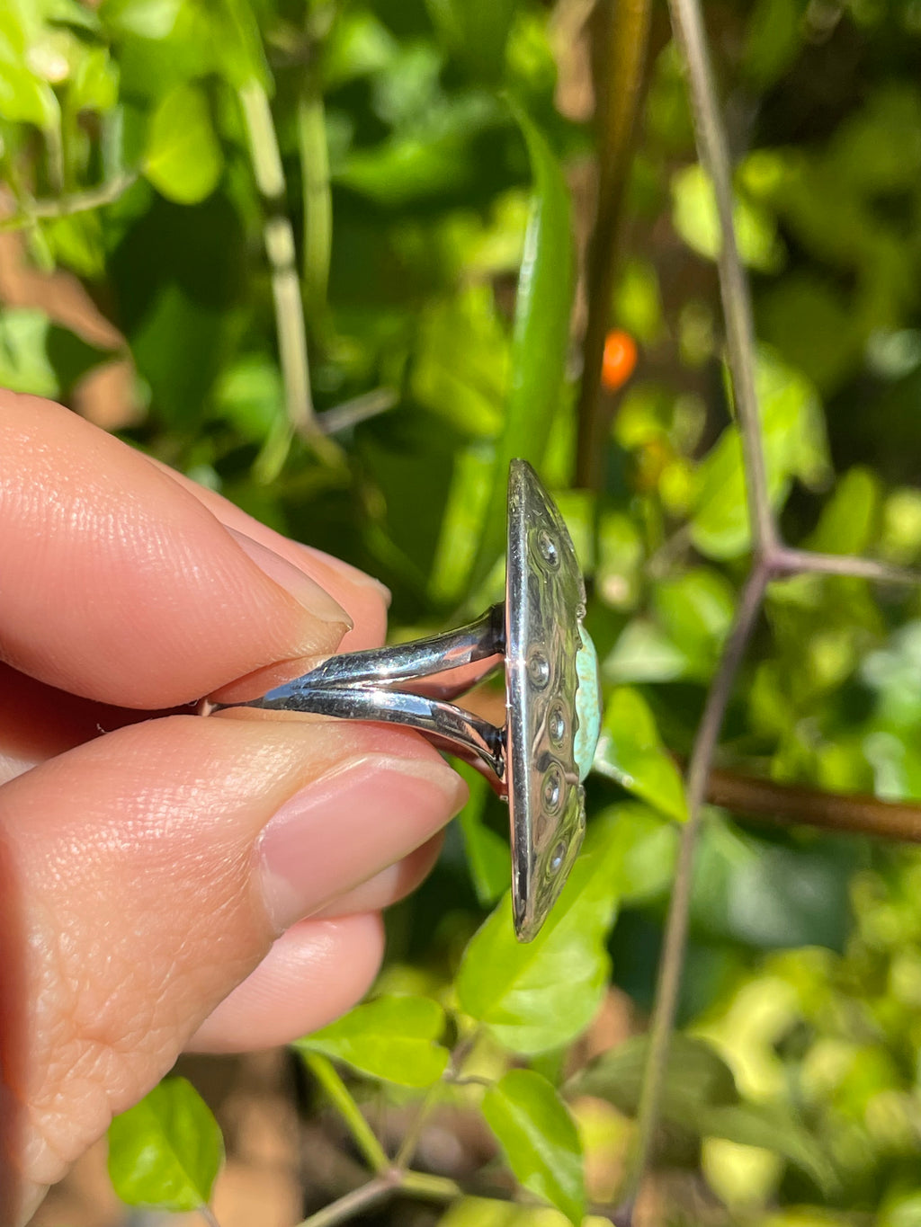 Turquoise Shadow Box Ring | 925 Sterling Silver | Size 6.5 B316