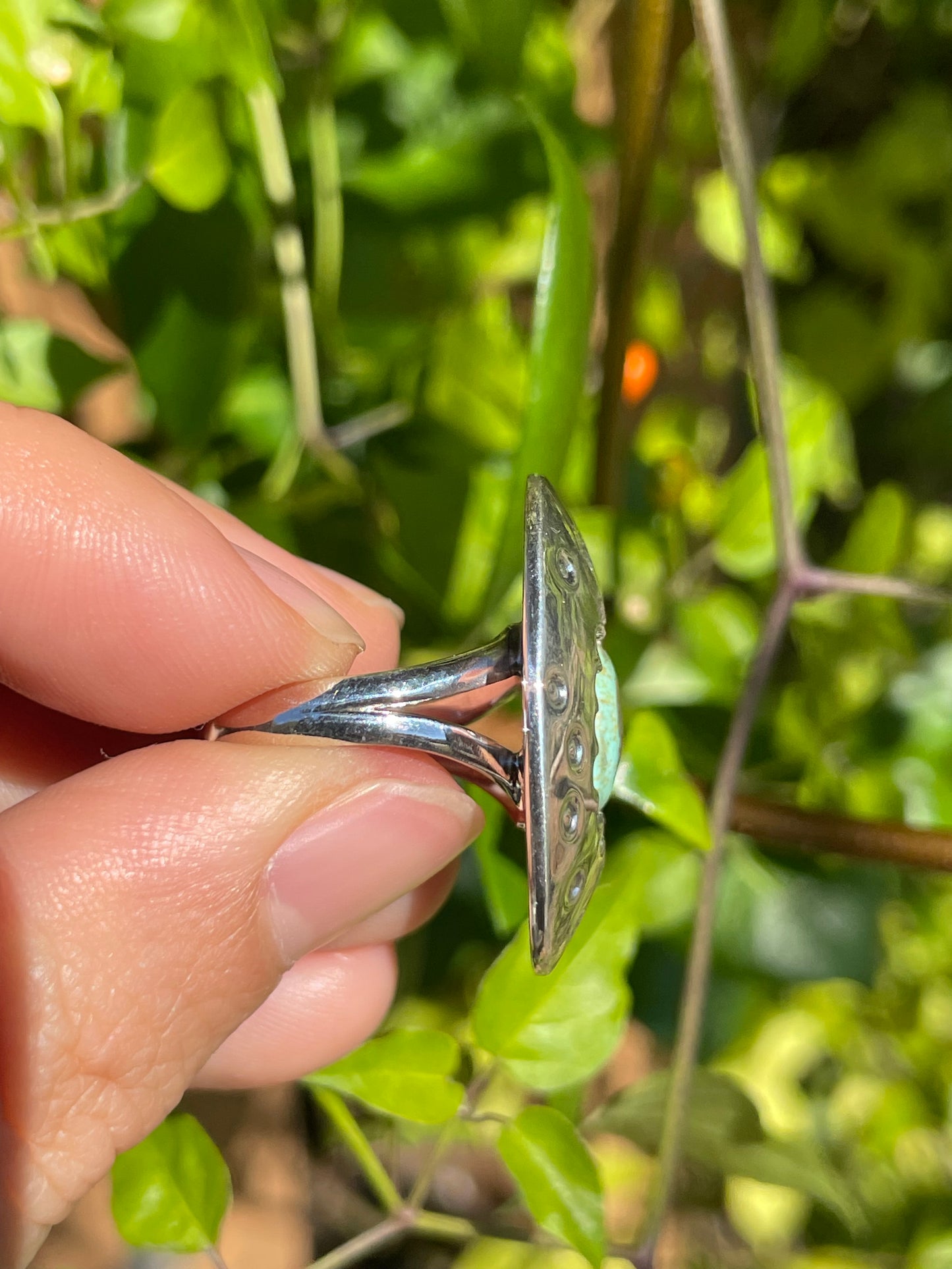 Turquoise Shadow Box Ring | 925 Sterling Silver | Size 6.5 B316