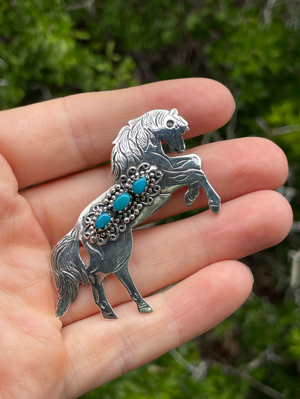 Turquoise Horse Pendant | Sterling Silver 925 B729