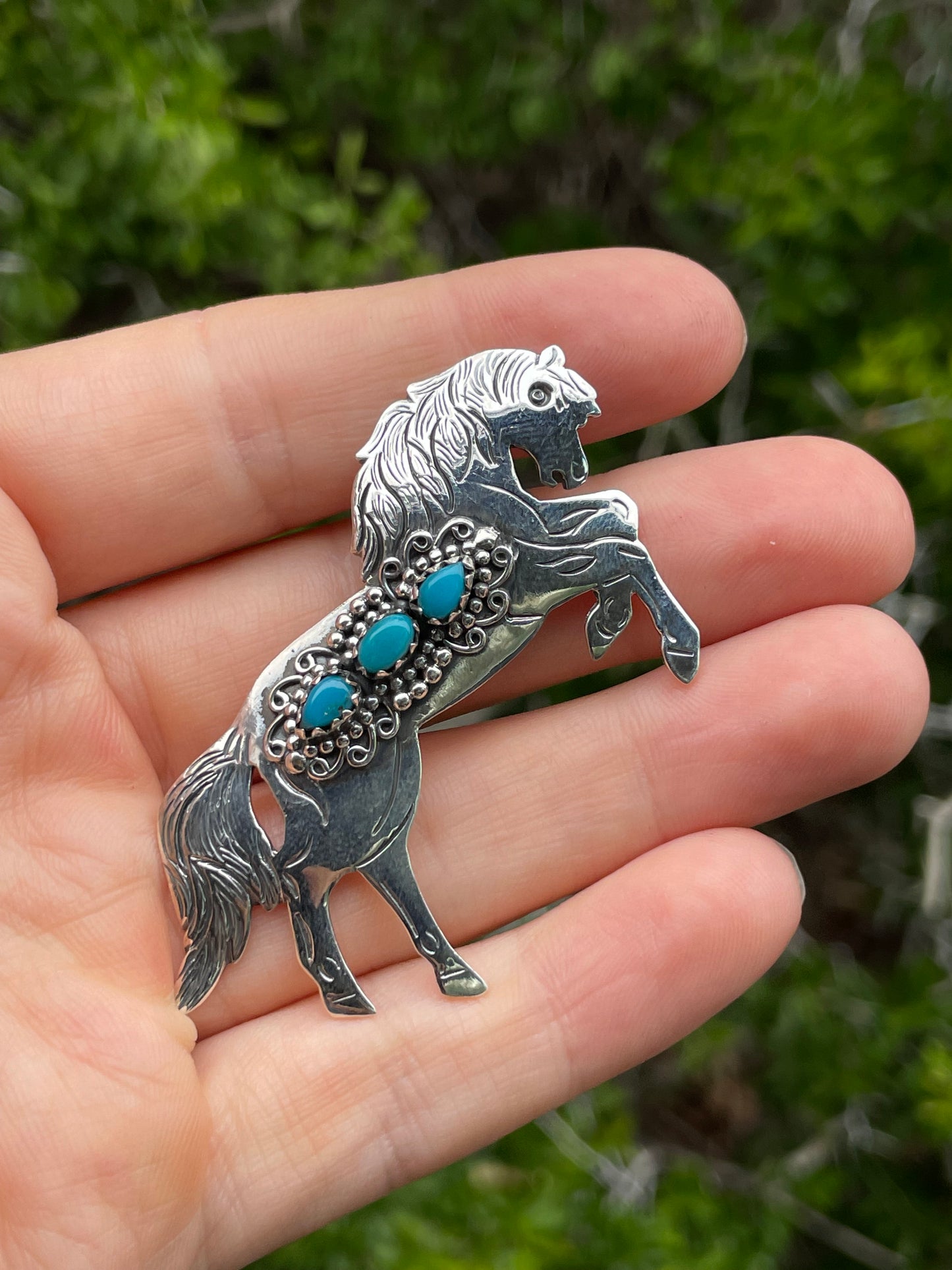 Turquoise Horse Pendant | Sterling Silver 925 B729