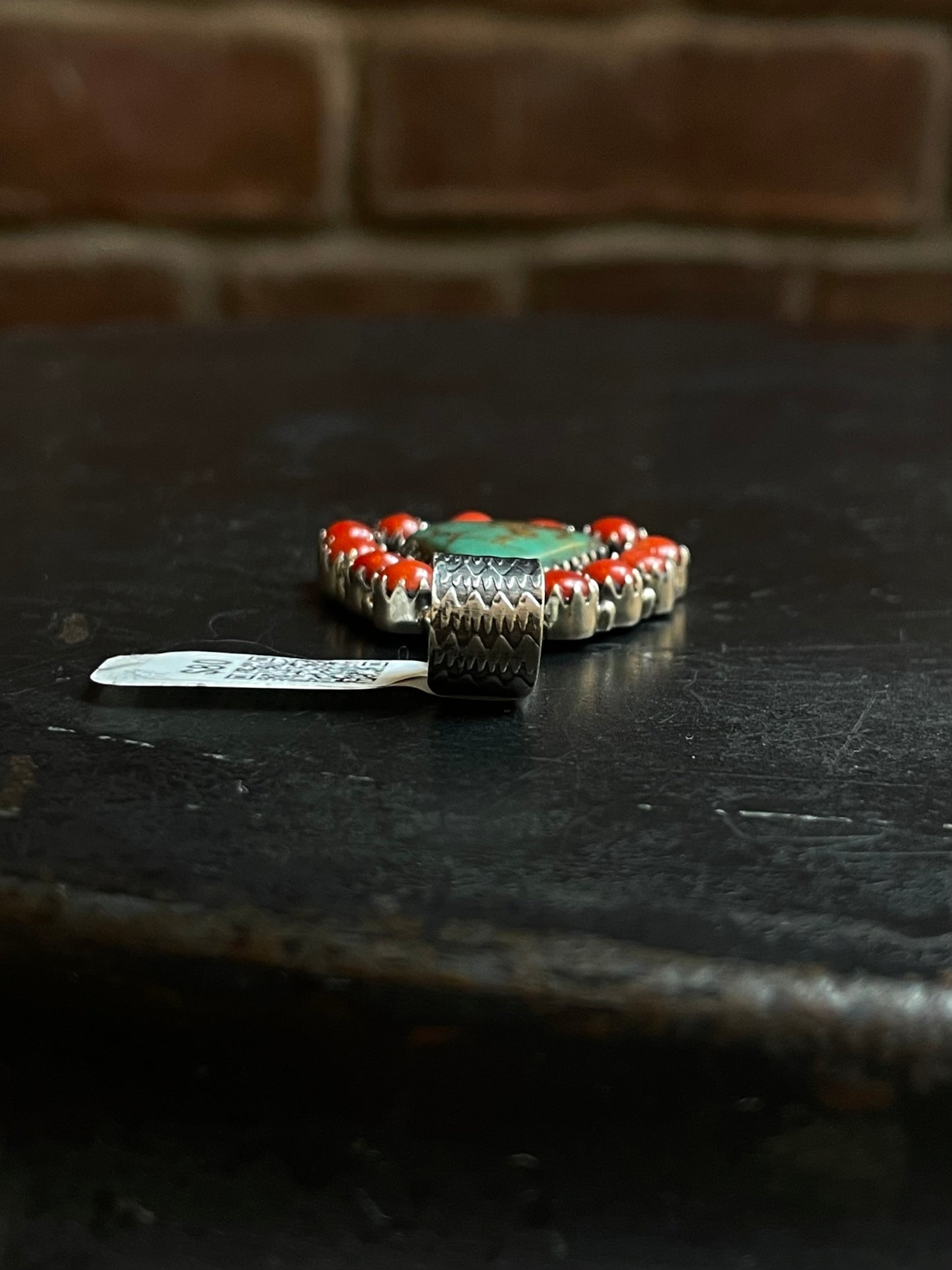 Kingman Turquoise Coral Cluster Pendant | Sterling Silver | A525