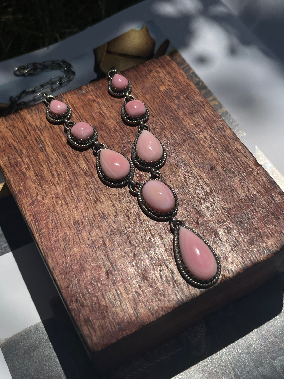 Pink Conch Teardrop Necklace | 925 Sterling Silver D253