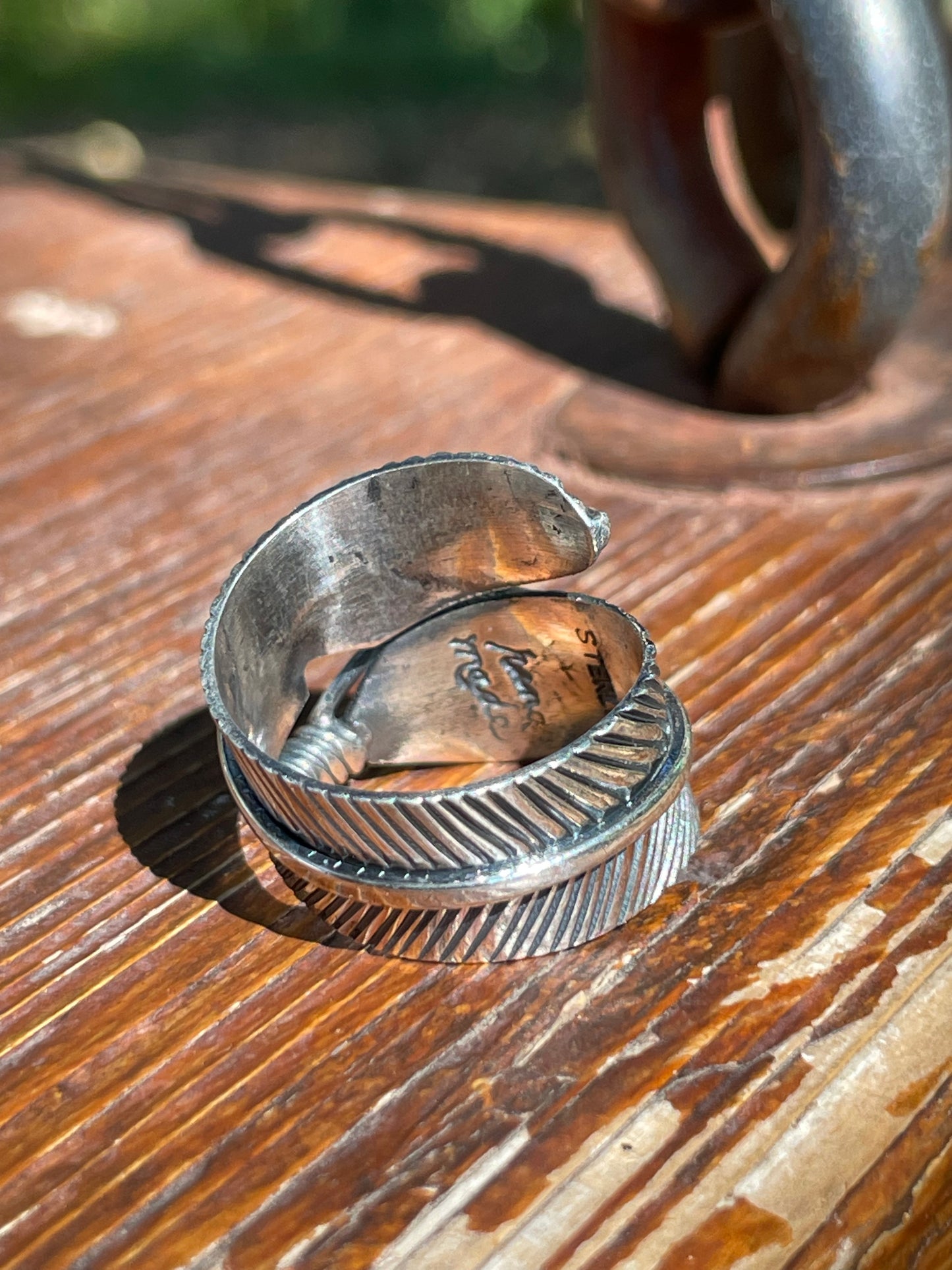 Turquoise Feather Wrap Ring Size 6.5 | Sterling Silver 925 B372