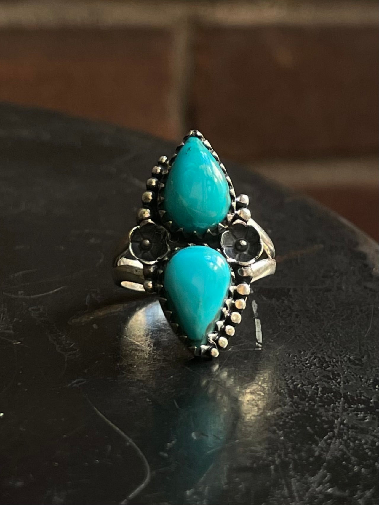 Kingman Turquoise Tear Drop Ring Size 7 | 925 Sterling Silver G586