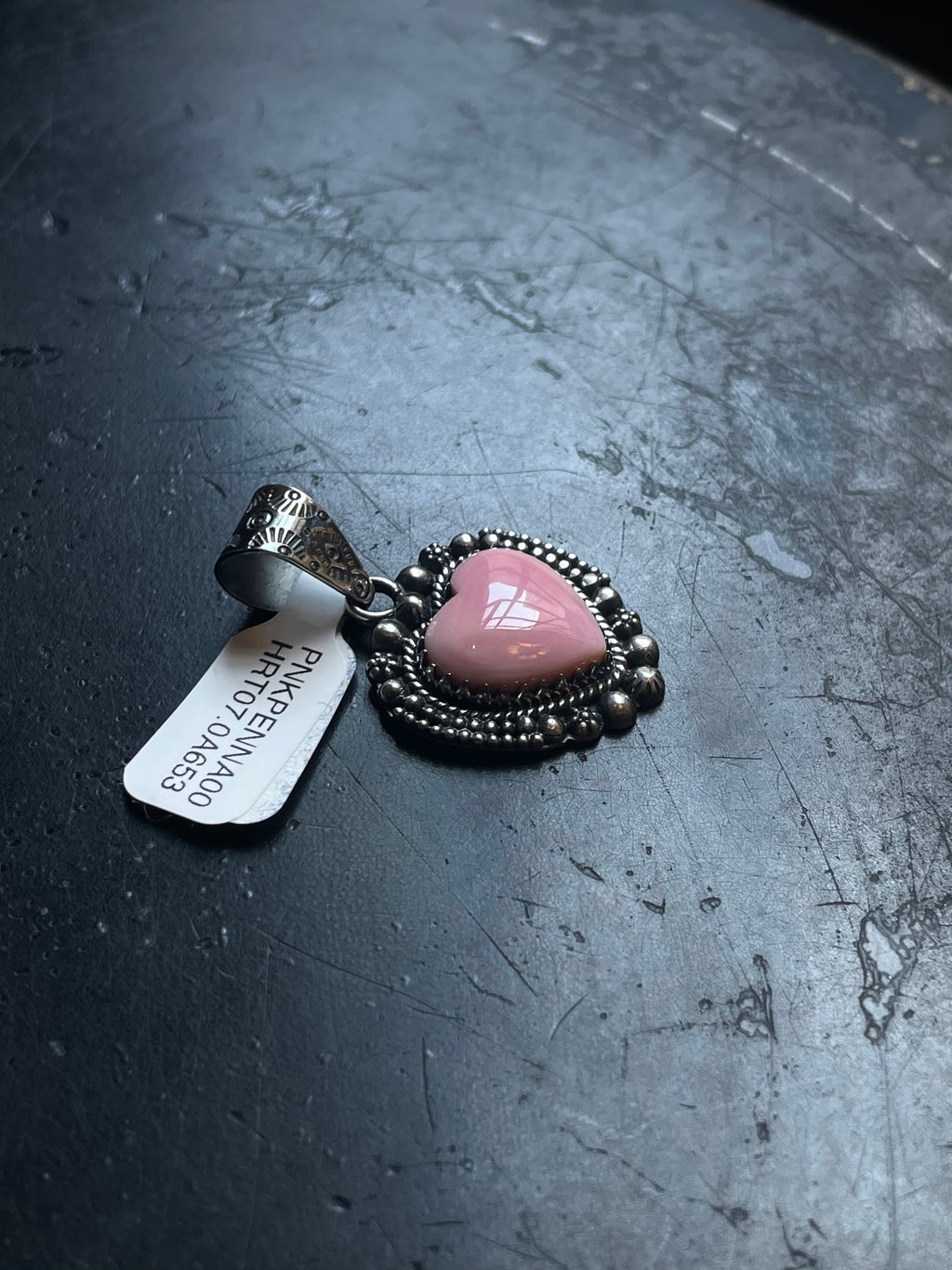 Pink Conch Heart Pendant | Sterling Silver | A653