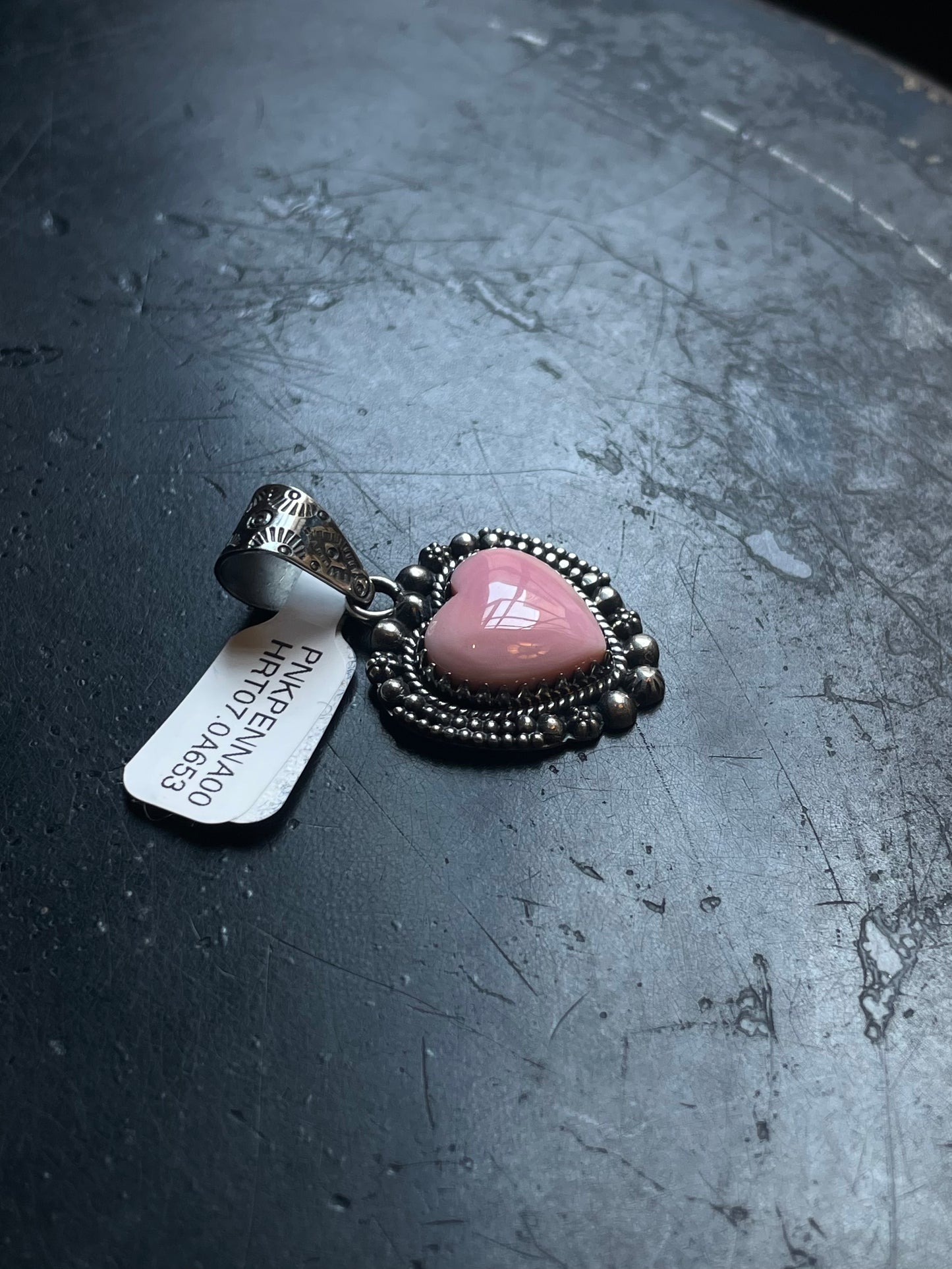 Pink Conch Heart Pendant | Sterling Silver | A653