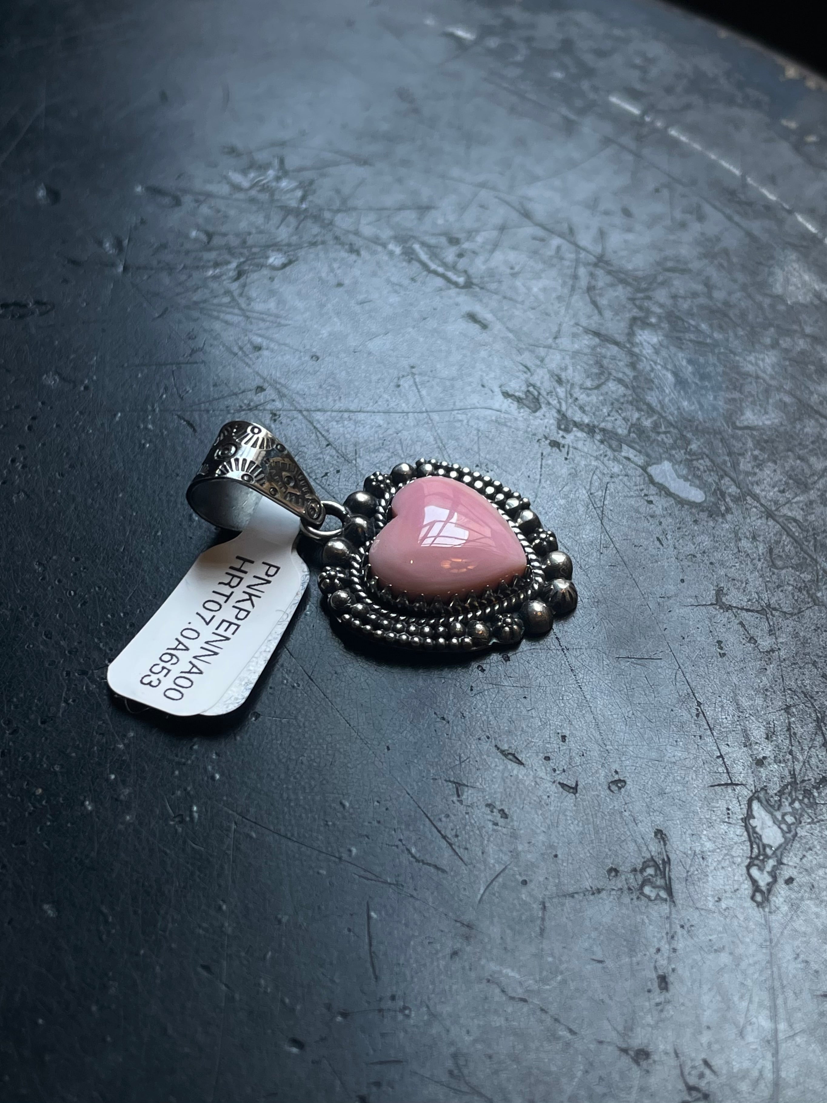 Pink Conch Heart Pendant | Sterling Silver | A653