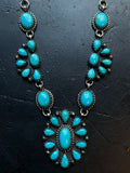Kingman Turquoise Cluster Statement Necklace | 925 Sterling Silver E614