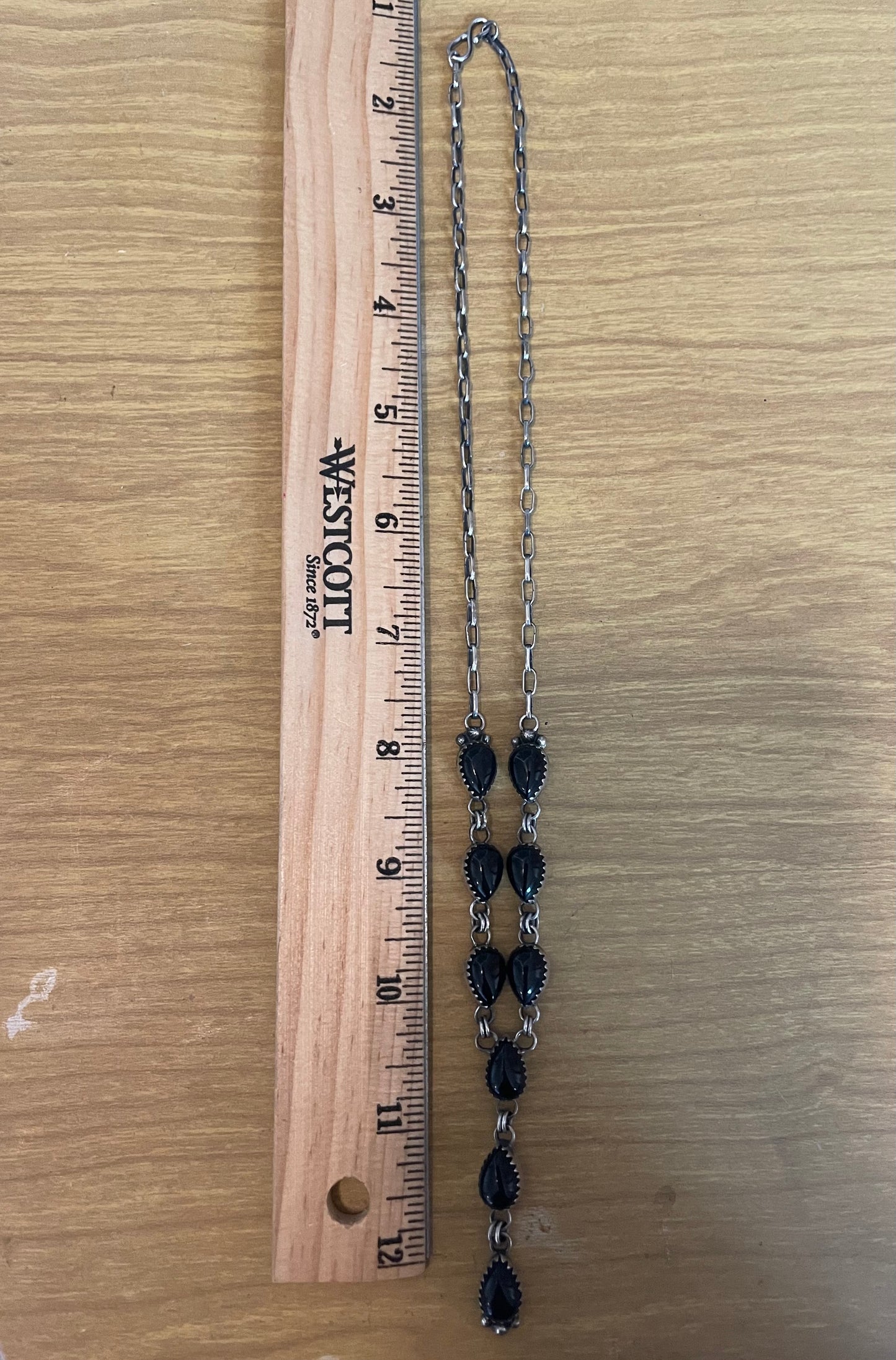 Black Onyx Lariat Necklace | Sterling Silver G332