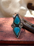 Turquoise Double Stone Ring Size 7 | 925 Sterling Silver C958