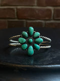 Kingman Turquoise Flower Cuff | 925 Sterling Silver E491