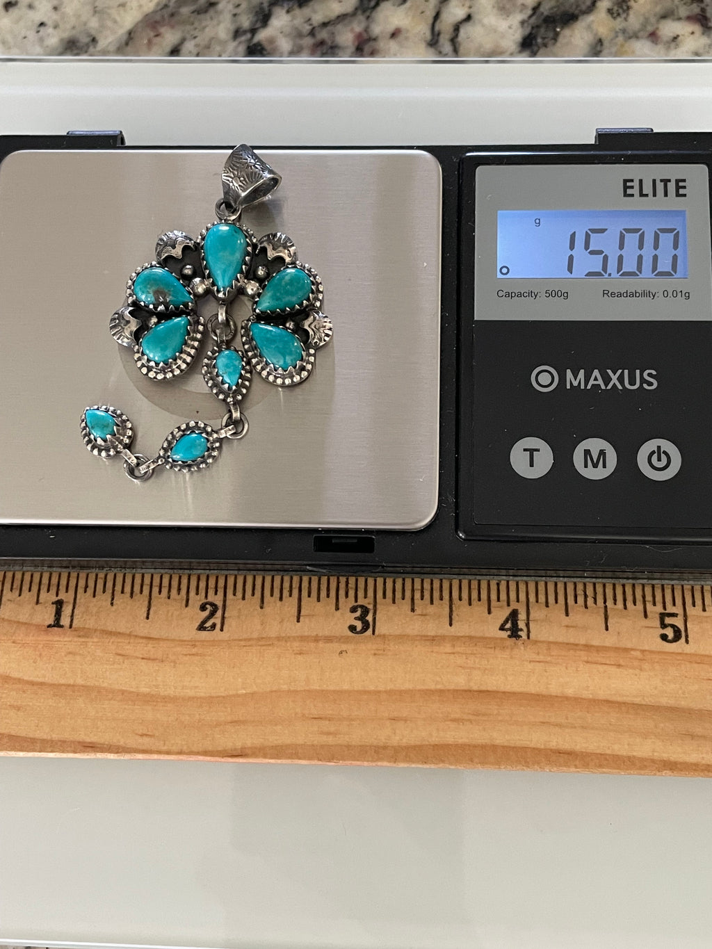 Kingman Turquoise Naja Dangle Pendant | Sterling Silver G463
