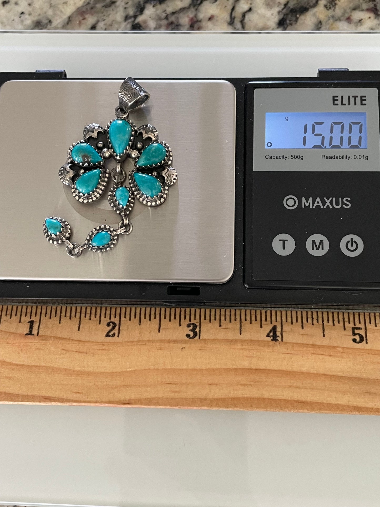 Kingman Turquoise Naja Dangle Pendant | Sterling Silver G463