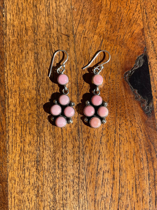 Pink Conch Cluster Dangle Earrings | 925 Sterling Silver C833