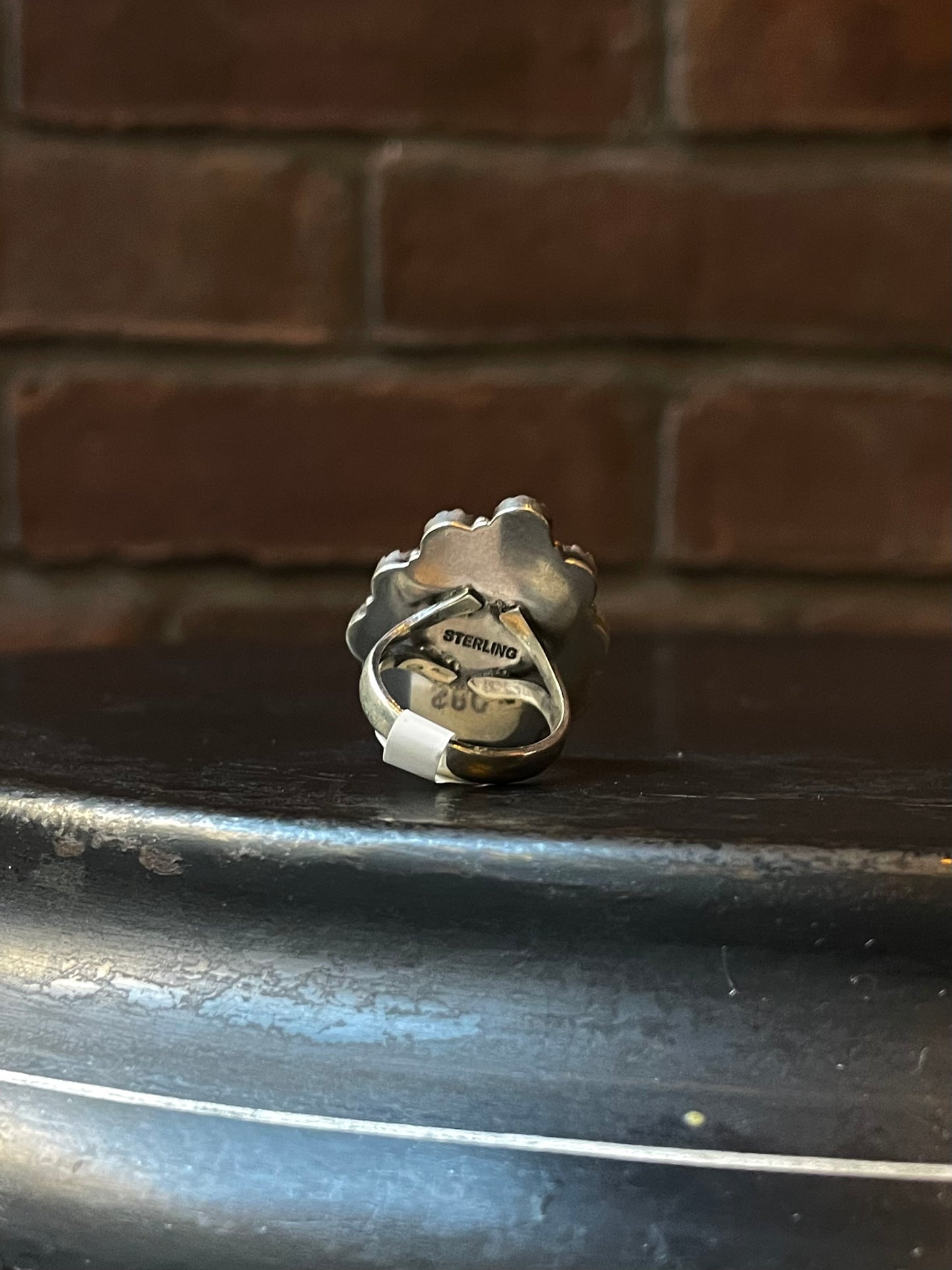 Kingman Turquoise Coral Cluster Ring | Sterling Silver | Size 7 | A160