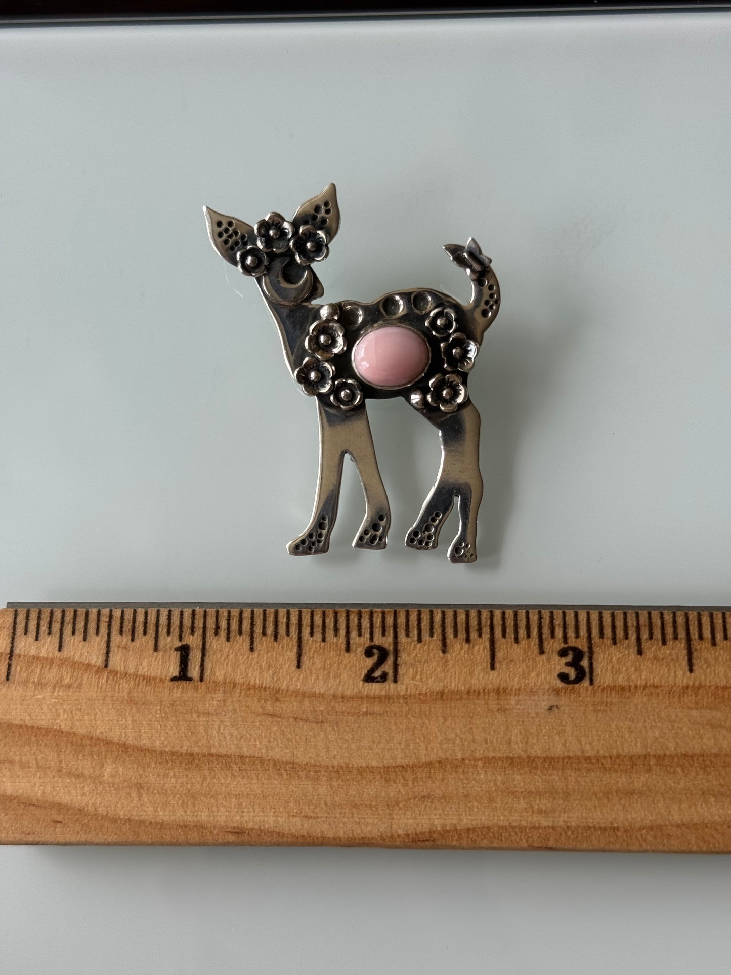 Pink Conch Deer Pendant 2.8 | Sterling Silver | A759