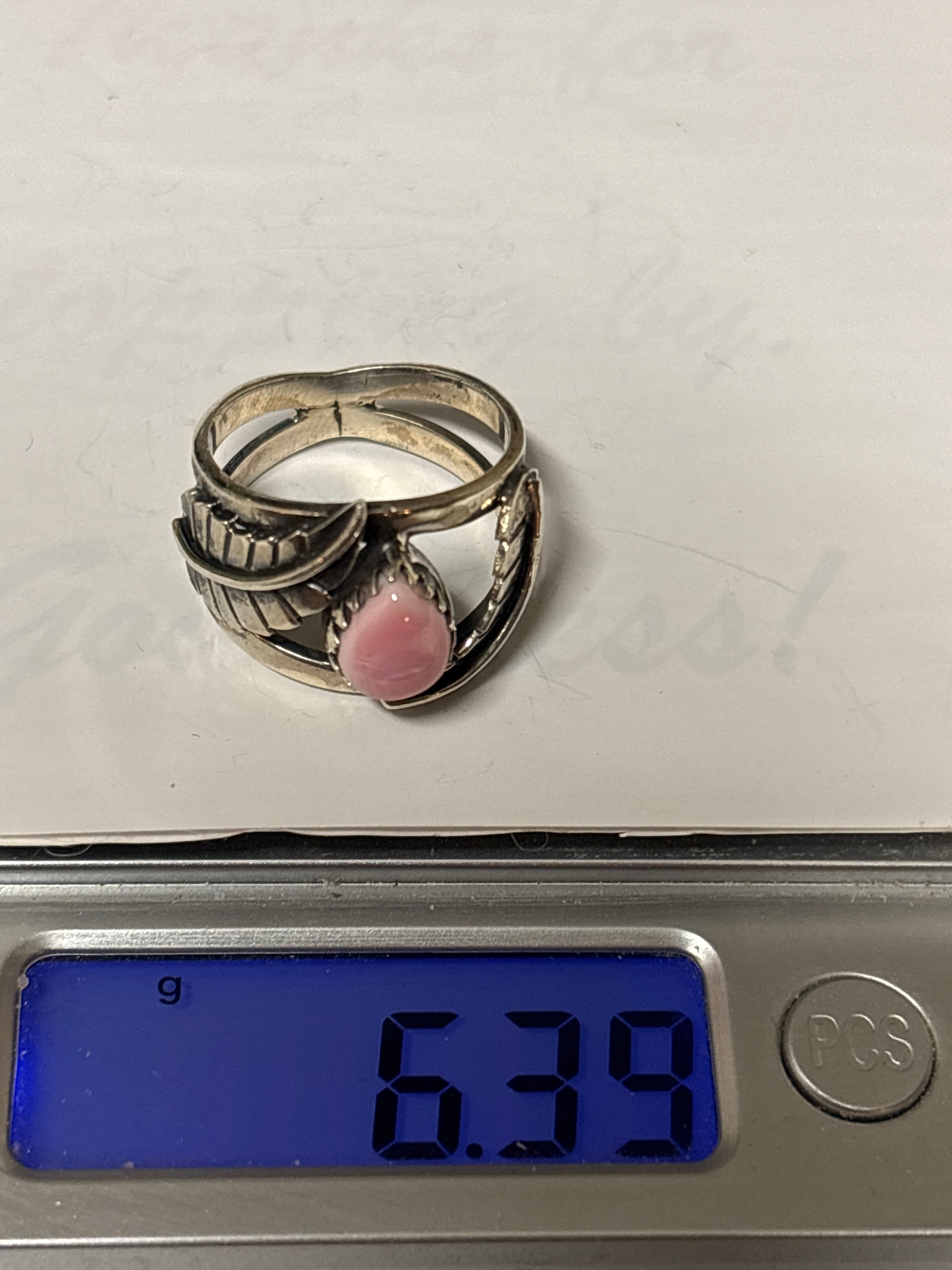Pink Conch Ring Size 8 | 925 Sterling Silver C876