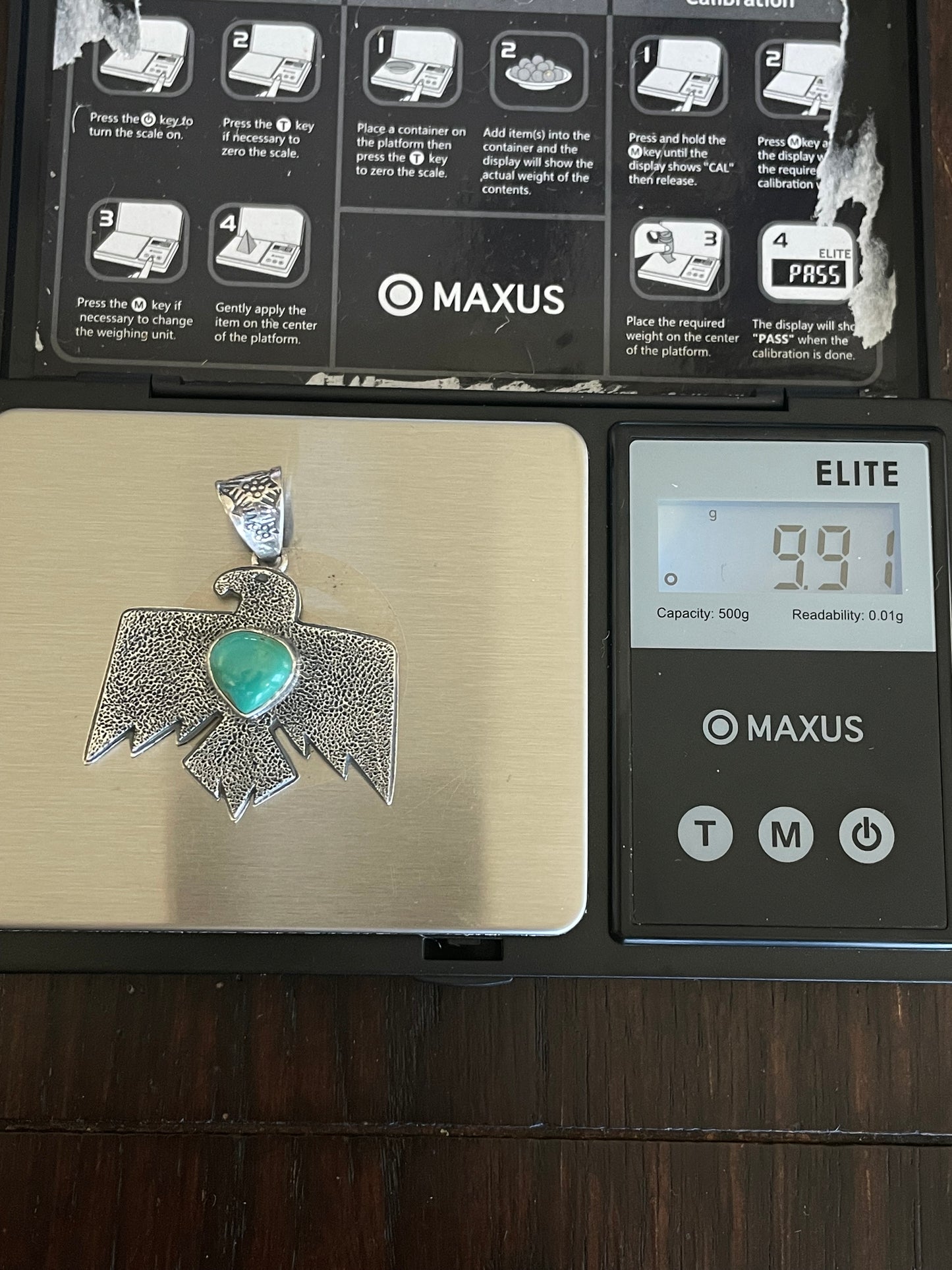 Turquoise Thunderbird Pendant | 925 Sterling Silver E698