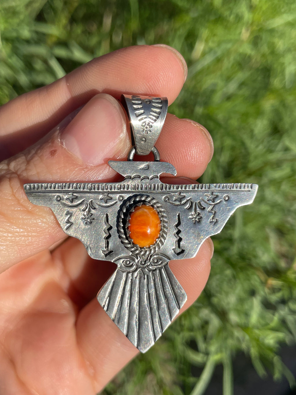 Spiny Oyster Thunderbird Pendant | 925 Sterling Silver B906