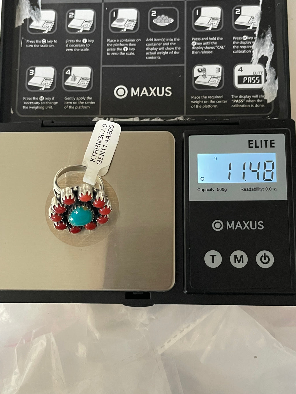 Kingman Turquoise Coral Cluster Ring | Sterling Silver | Size 7 | A205