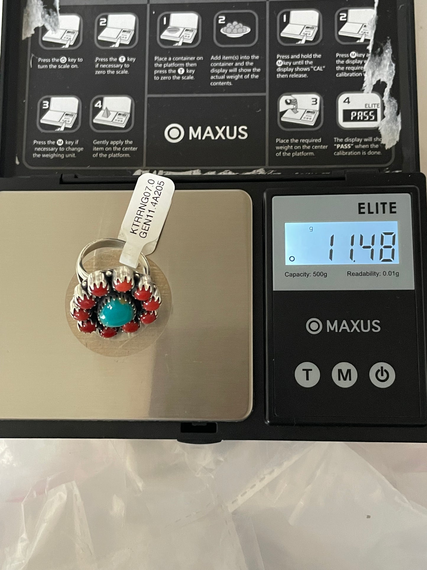 Kingman Turquoise Coral Cluster Ring | Sterling Silver | Size 7 | A205