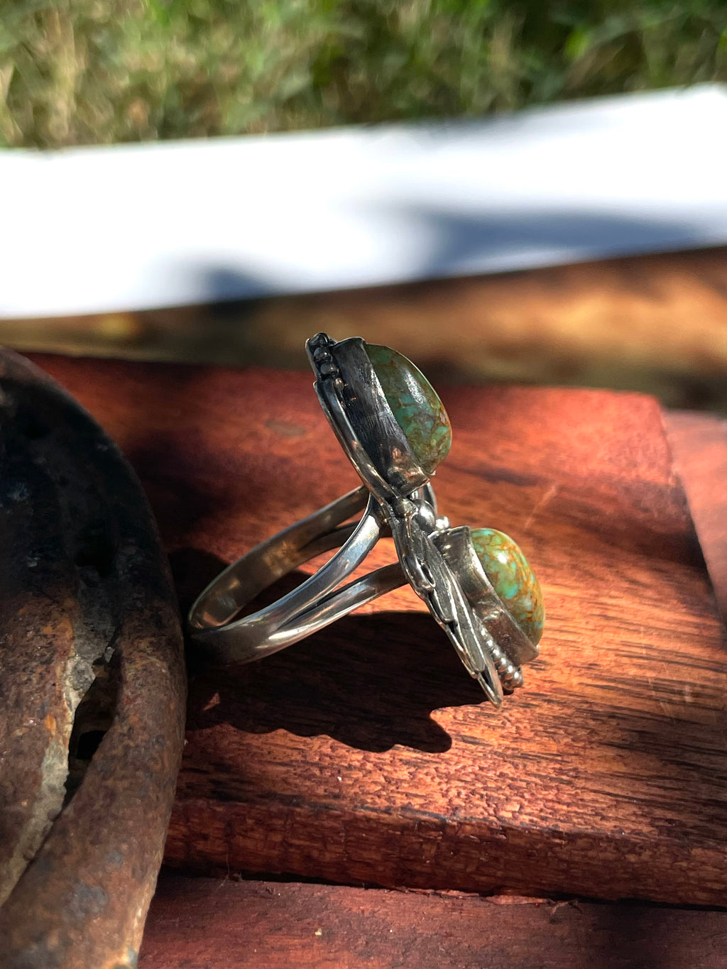 Turquoise Florl Ring | 925 Sterling Silver | Size 9.25 D350