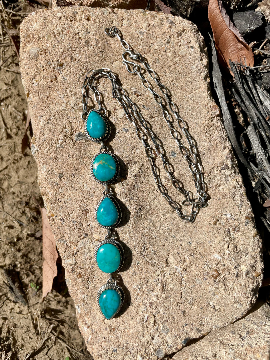 Kingman Turquoise Drop Necklace | Sterling Silver D130
