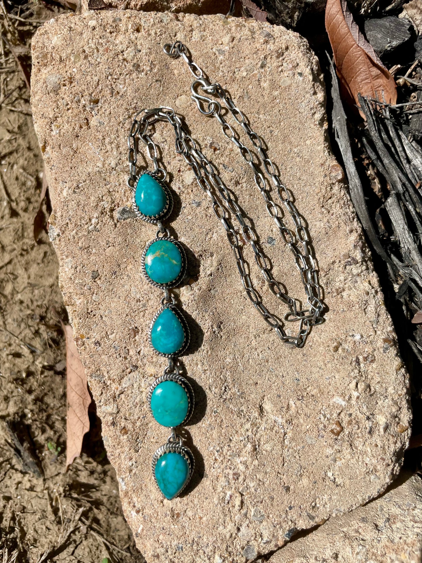 Kingman Turquoise Drop Necklace | Sterling Silver D130