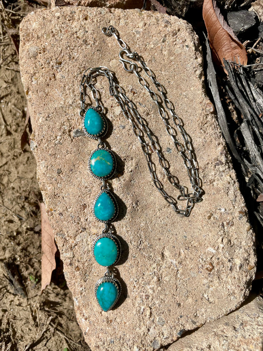 Kingman Turquoise Drop Necklace | Sterling Silver D130