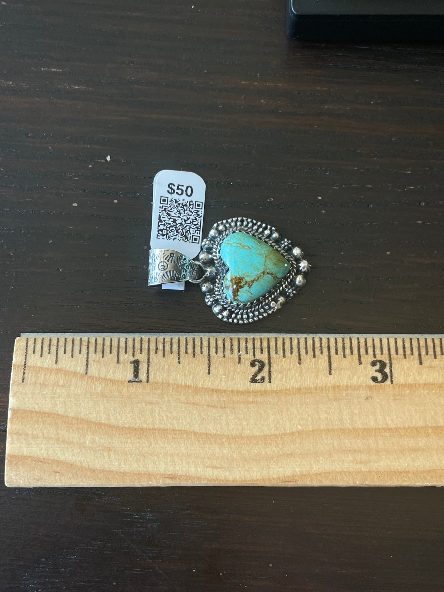 Kingman Turquoise Heart Pendant | Sterling Silver | A656