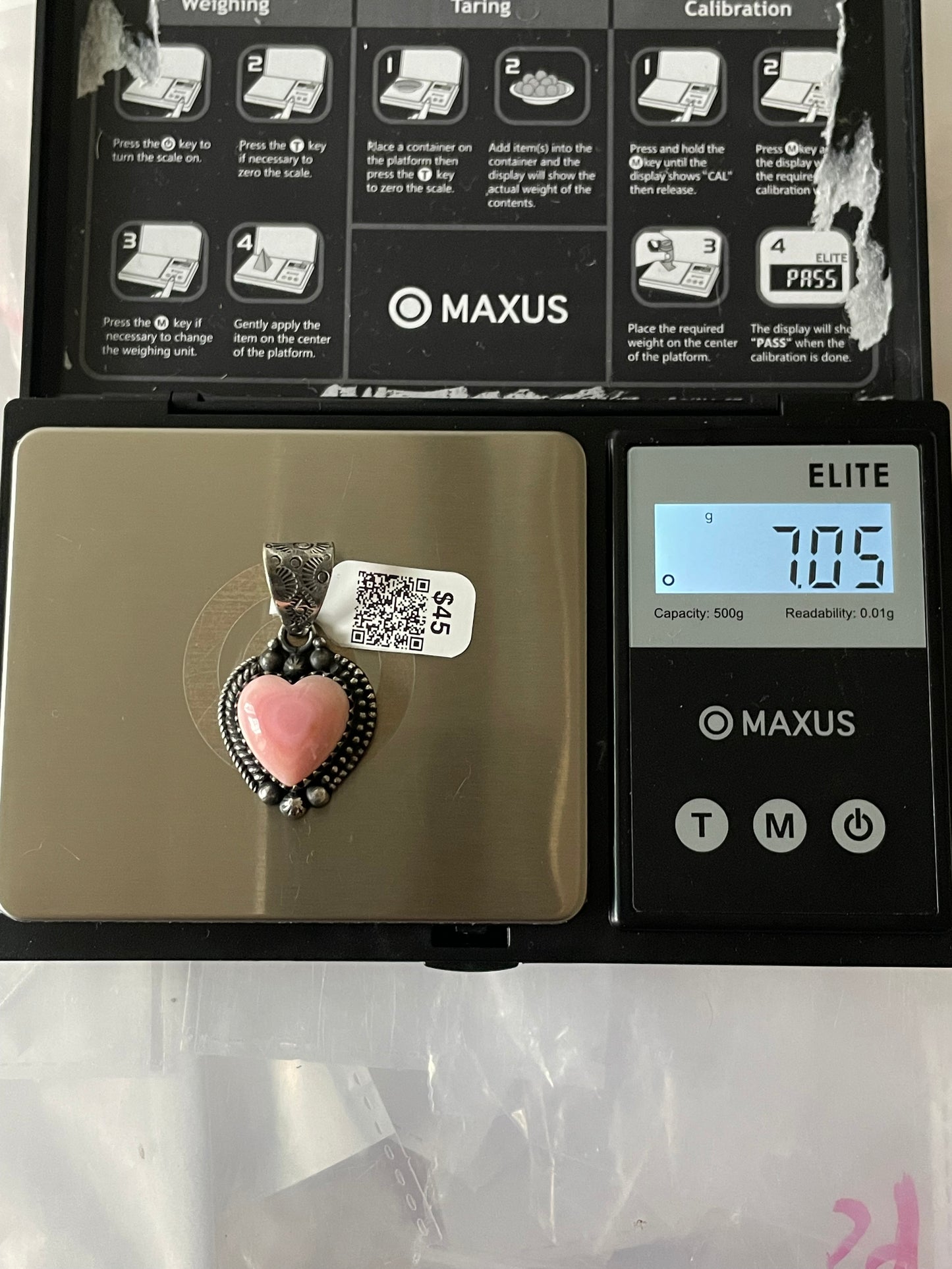 Pink Conch Heart Pendant | Sterling Silver | A653