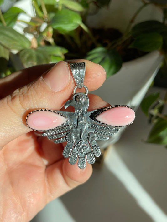Pink Conch Thunderbird Pendant | Sterling Silver 925 B798