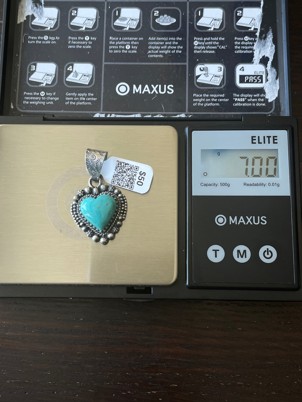Kingman Turquoise Heart Pendant | Sterling Silver | A658