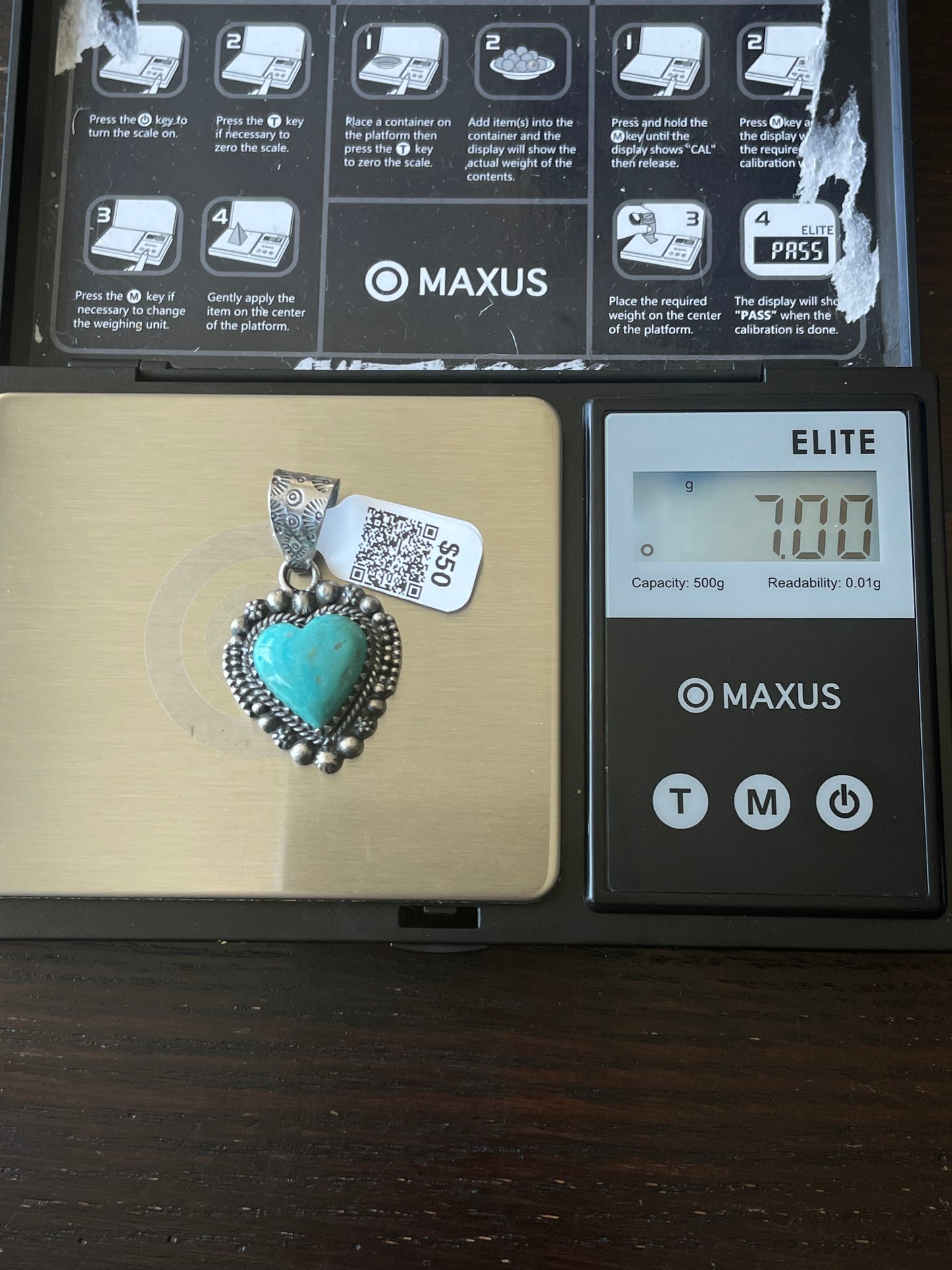 Kingman Turquoise Heart Pendant | Sterling Silver | A658