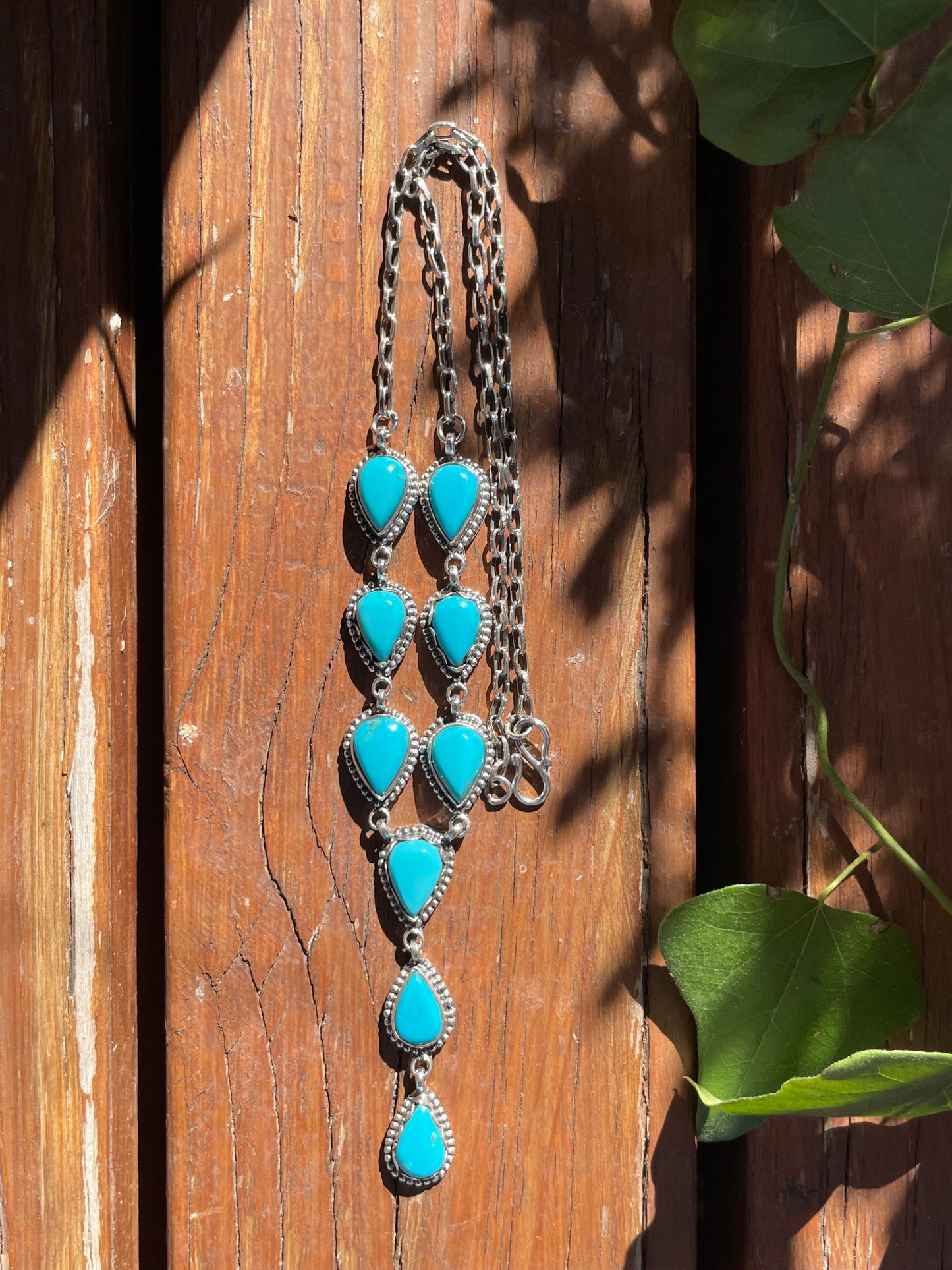 Kingman Turquoise Lariat Necklace | Sterling Silver 925 B872