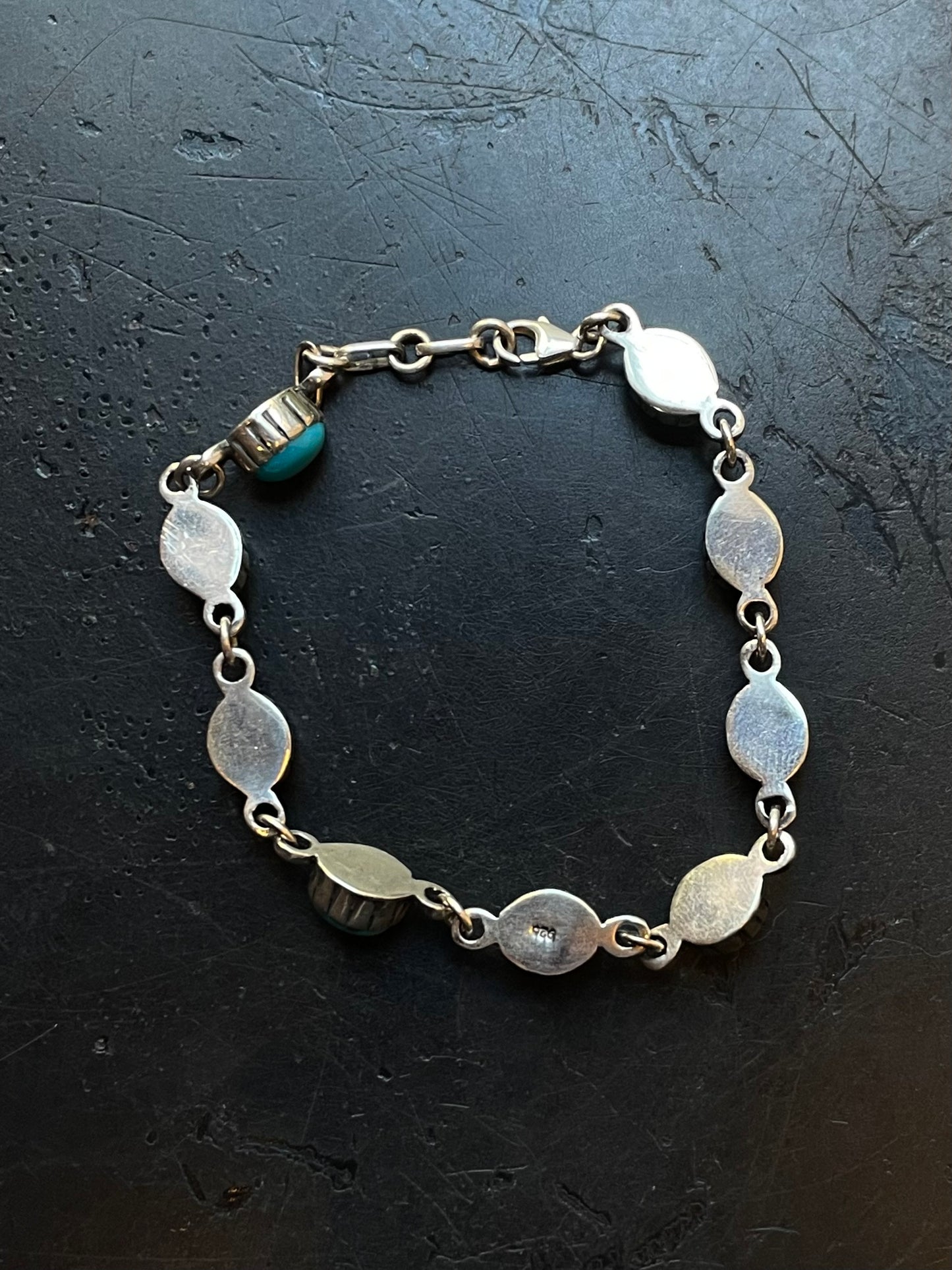 Kingman Turquoise Link Bracelet | Sterling Silver E838