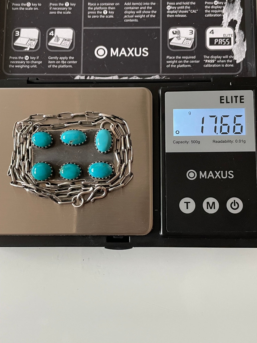 Kingman Turquoise Cluster Bar Necklace | 925 Sterling Silver E612