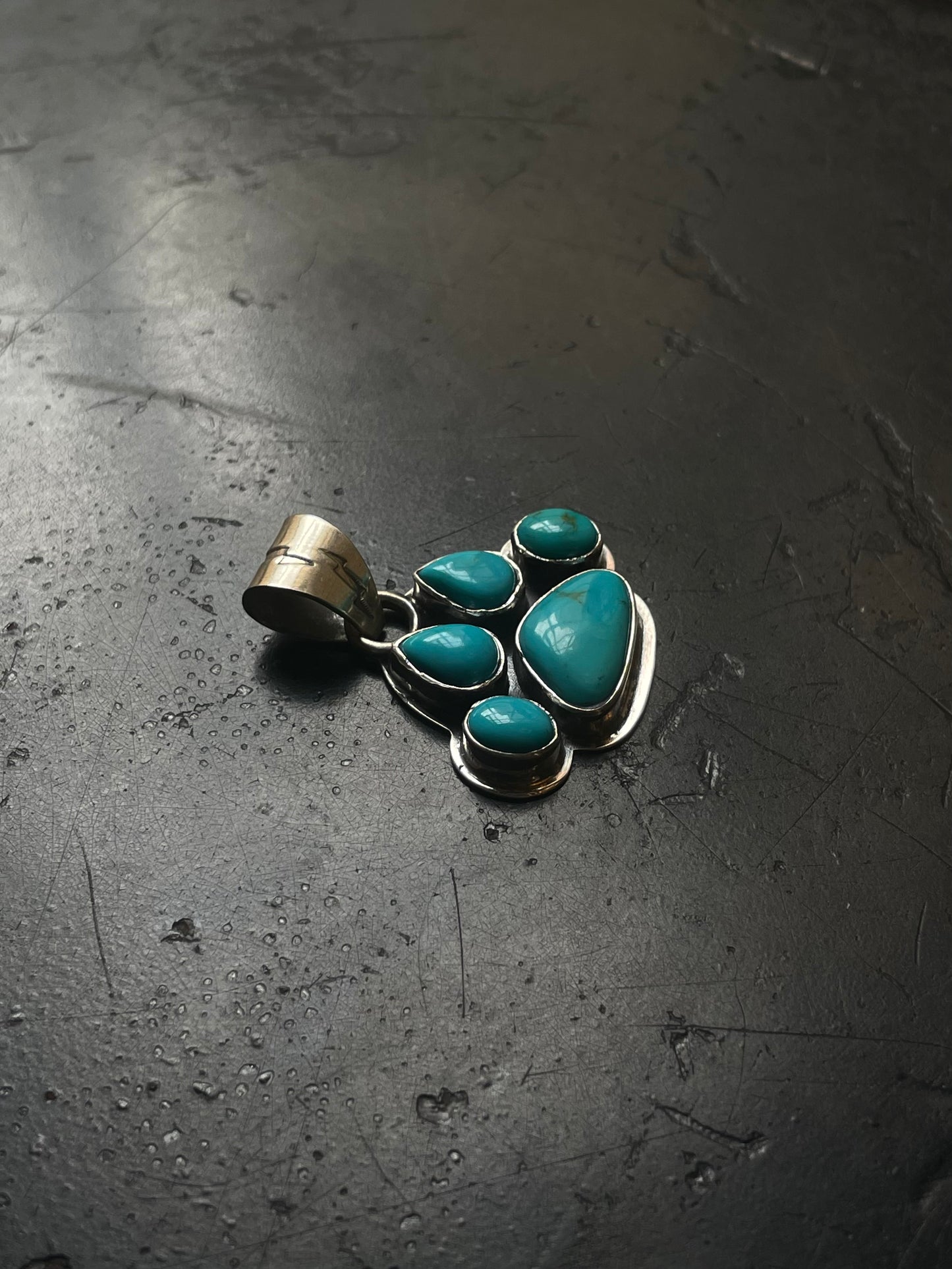 Turquoise Paw Print Pendant | Sterling Silver E706