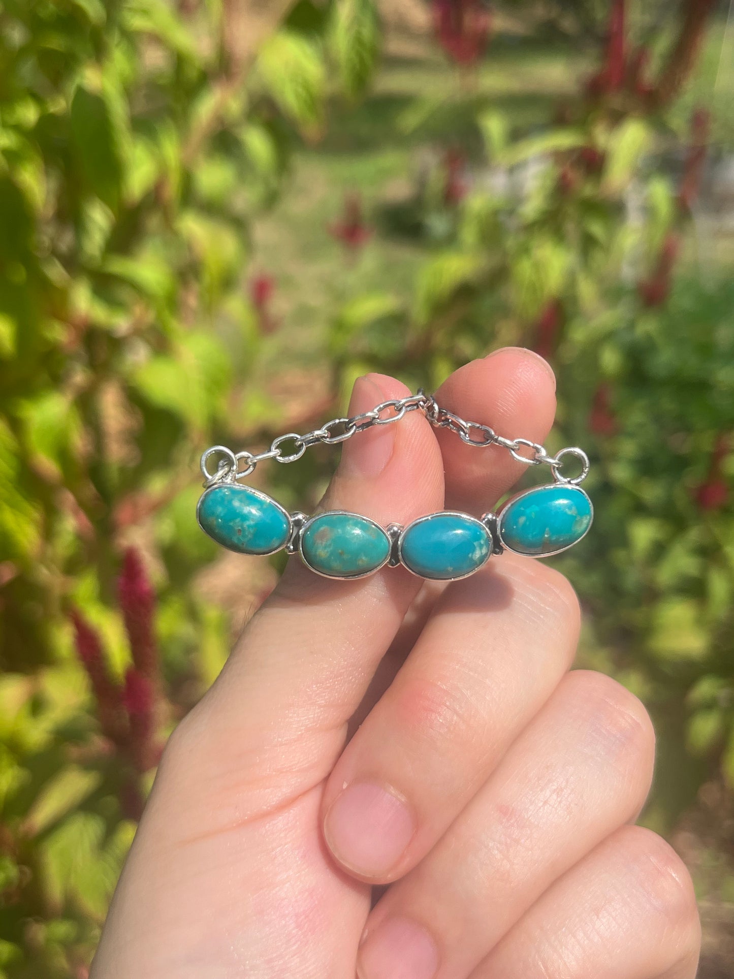 Turquoise Bar Chain Necklace | 925 Sterling Silver X46