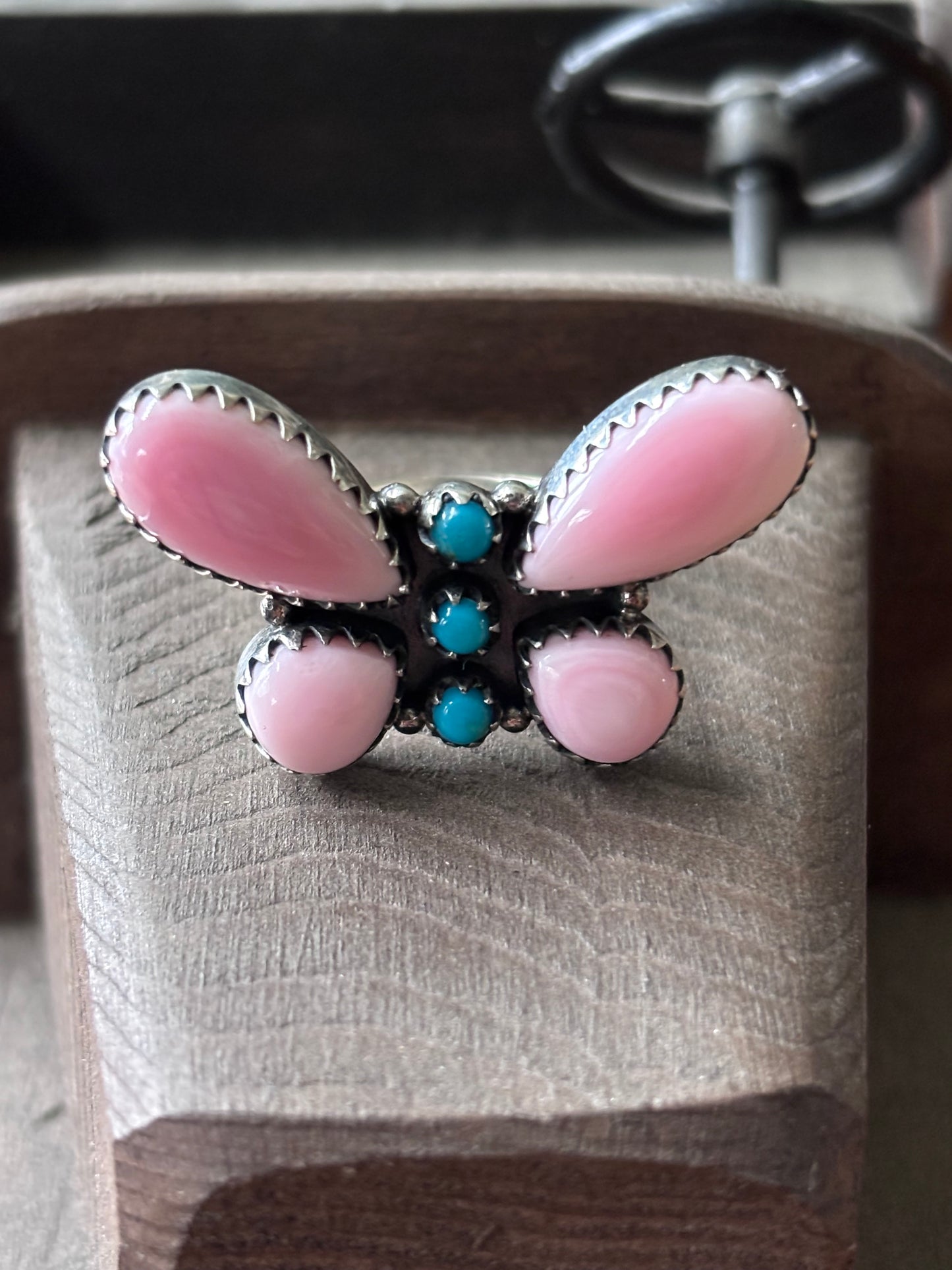 Pink Conch Butterfly Ring Size 7 | 925 Sterling Silver A103