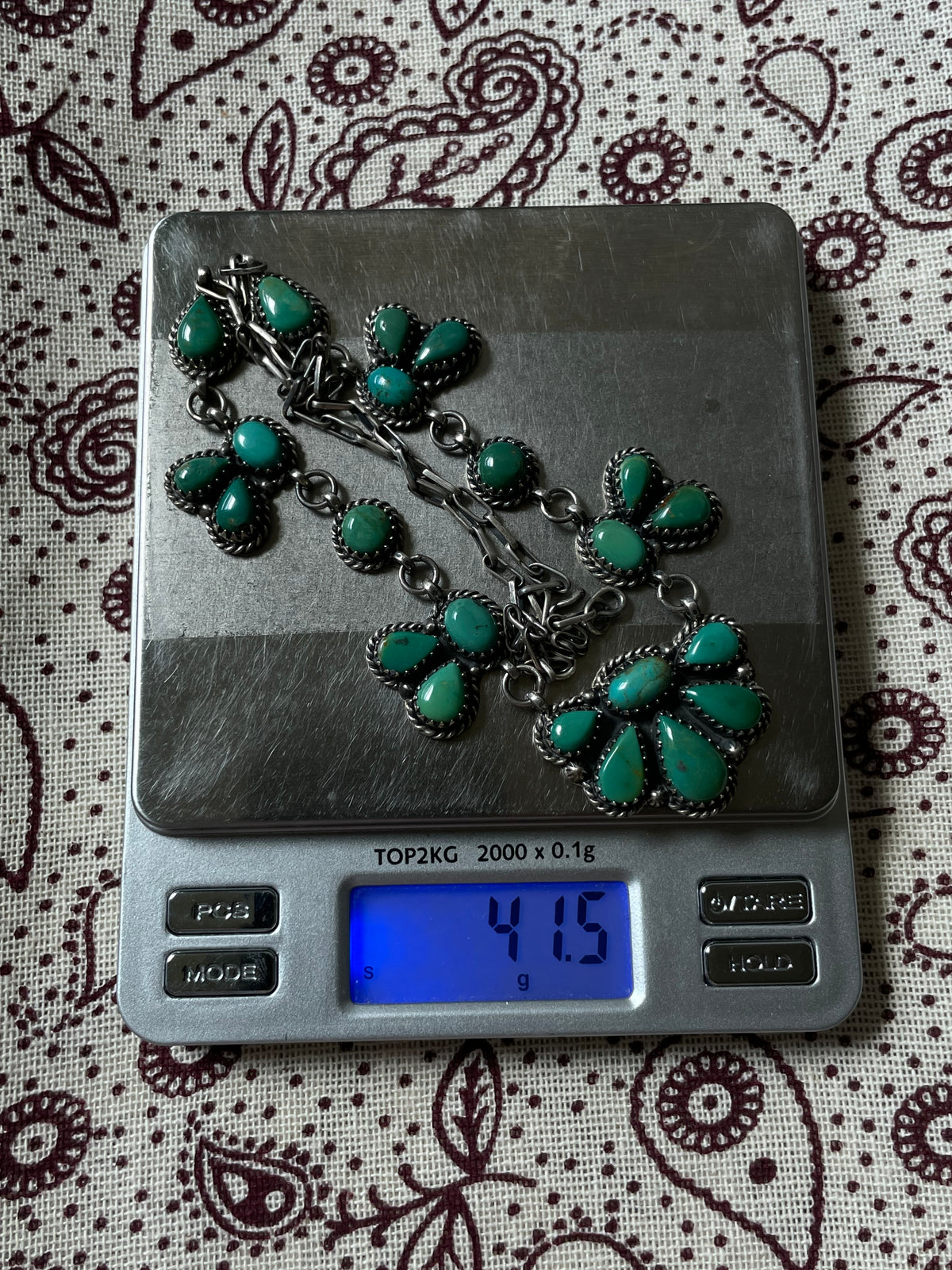Kingman Turquoise Cluster Necklace | 925 Sterling Silver D318