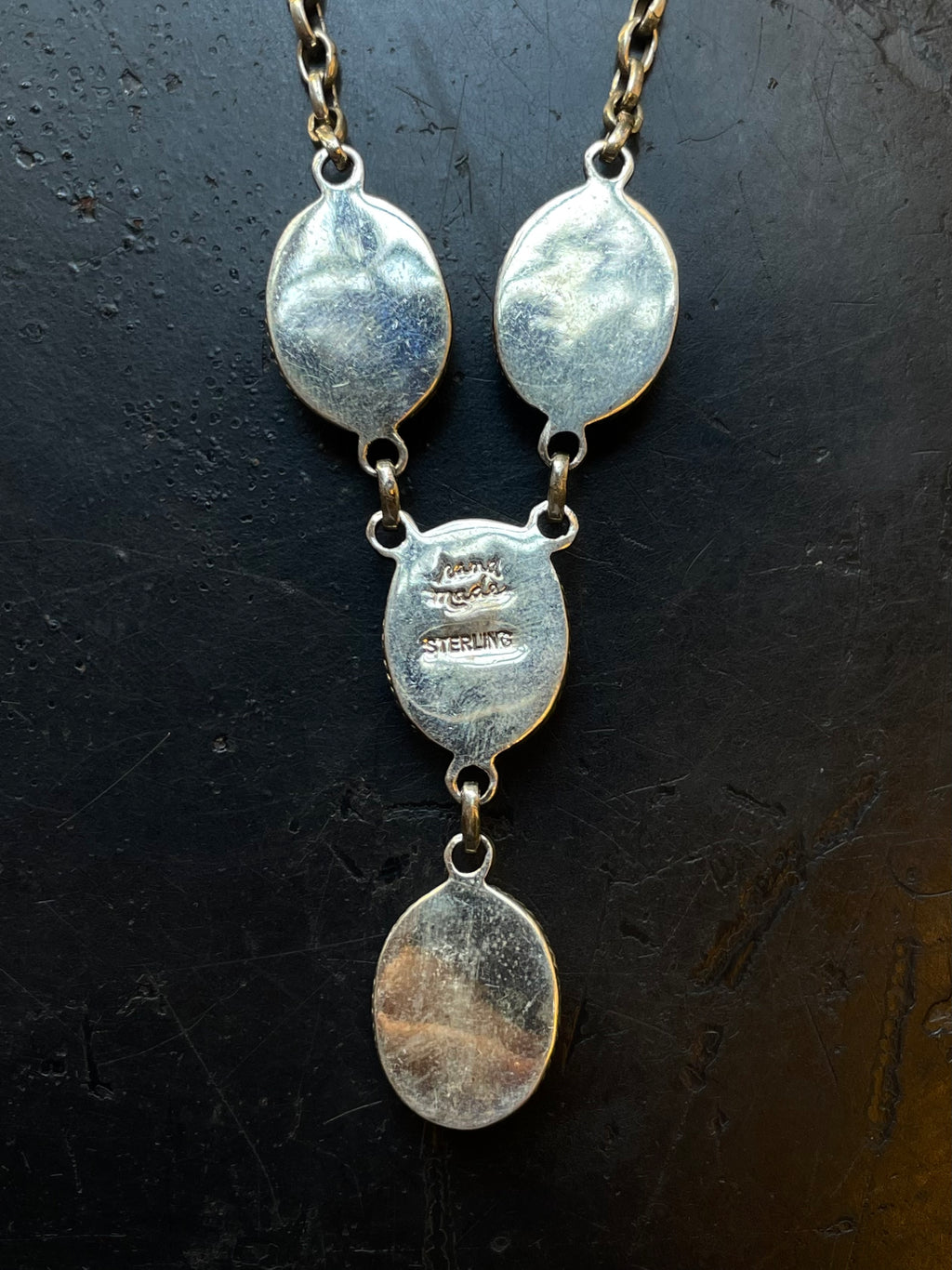Pink Conch Oval Drop Necklace | Sterling Silver E825