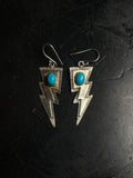 Kingman Turquoise Lightning Bolt Dangle Earrings | 925 Sterling Silver C968
