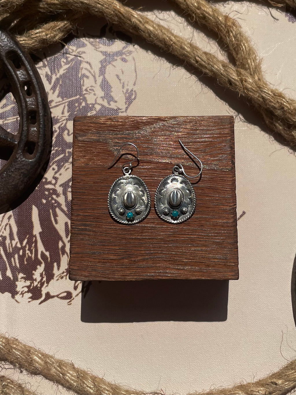 Turquoise Cowboy Hat Dangle  Earrings | 925 Sterling Silver G710