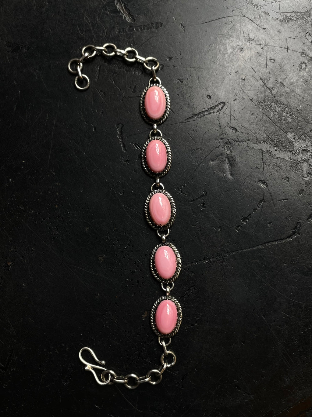 Pink Conch Link Bracelet | 925 Sterling Silver C985