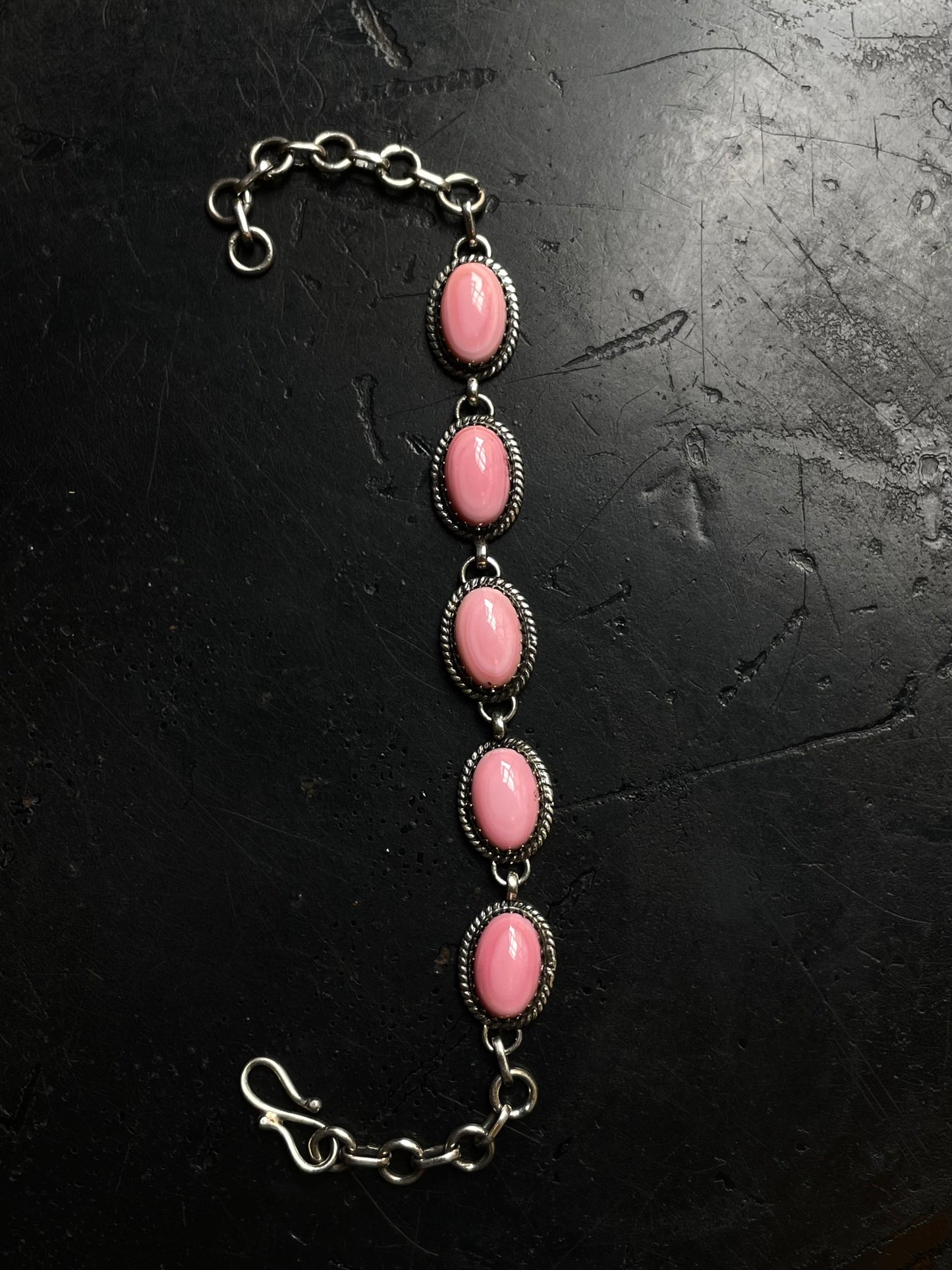 Pink Conch Link Bracelet | 925 Sterling Silver C985