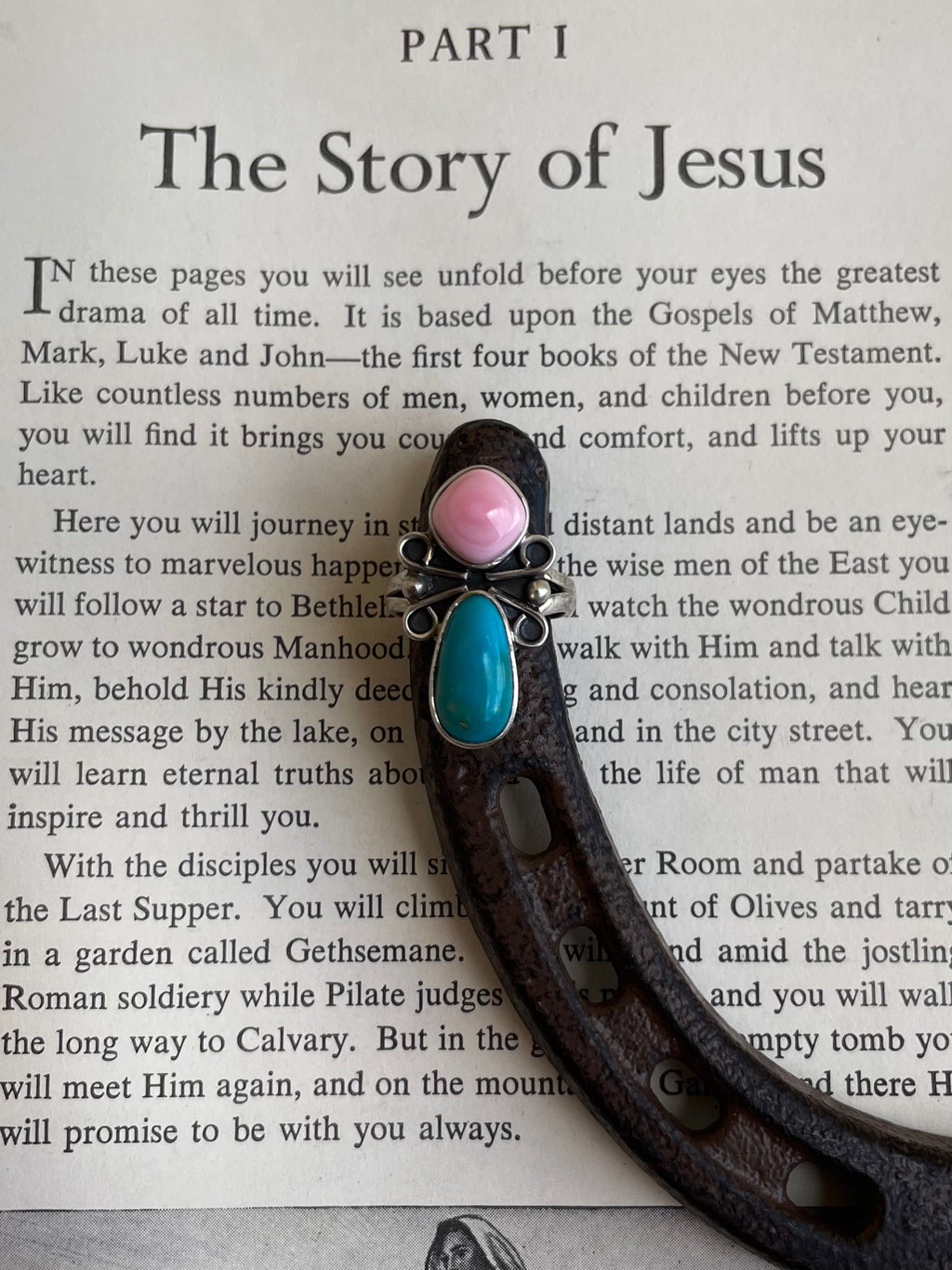 Pink Conch & Turquoise Ring | 925 Sterling Silver | Size 7 G831