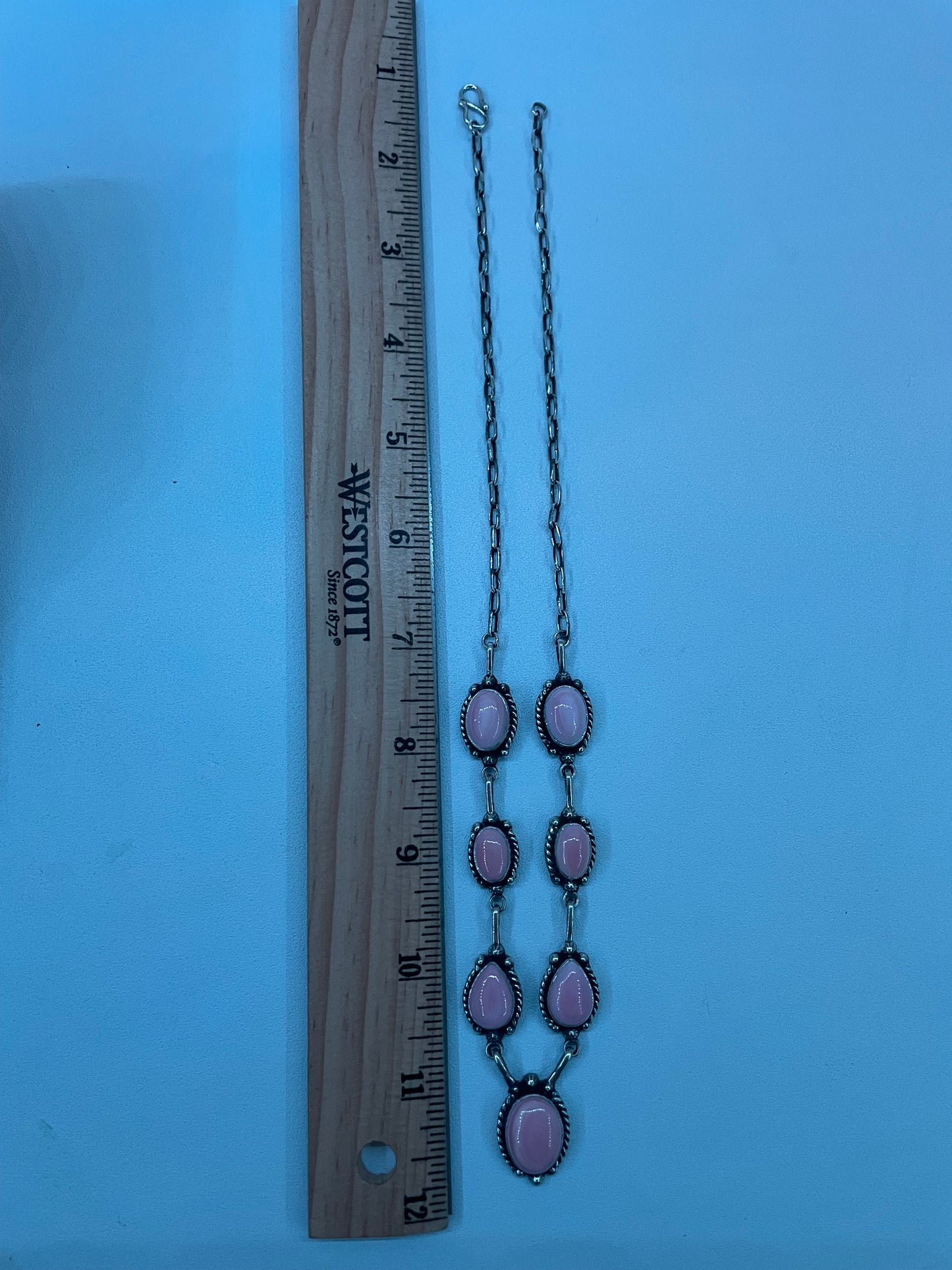 Pink Conch Lariat Necklace | 925 Sterling Silver E349